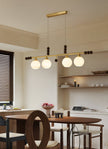 Walnut Brass Opal Globe Island Light