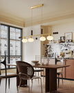 Walnut Brass Opal Globe Island Light