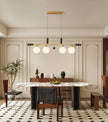 Walnut Brass Opal Globe Island Light