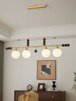Walnut Brass Opal Globe Island Light