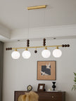 Walnut Brass Opal Globe Island Light