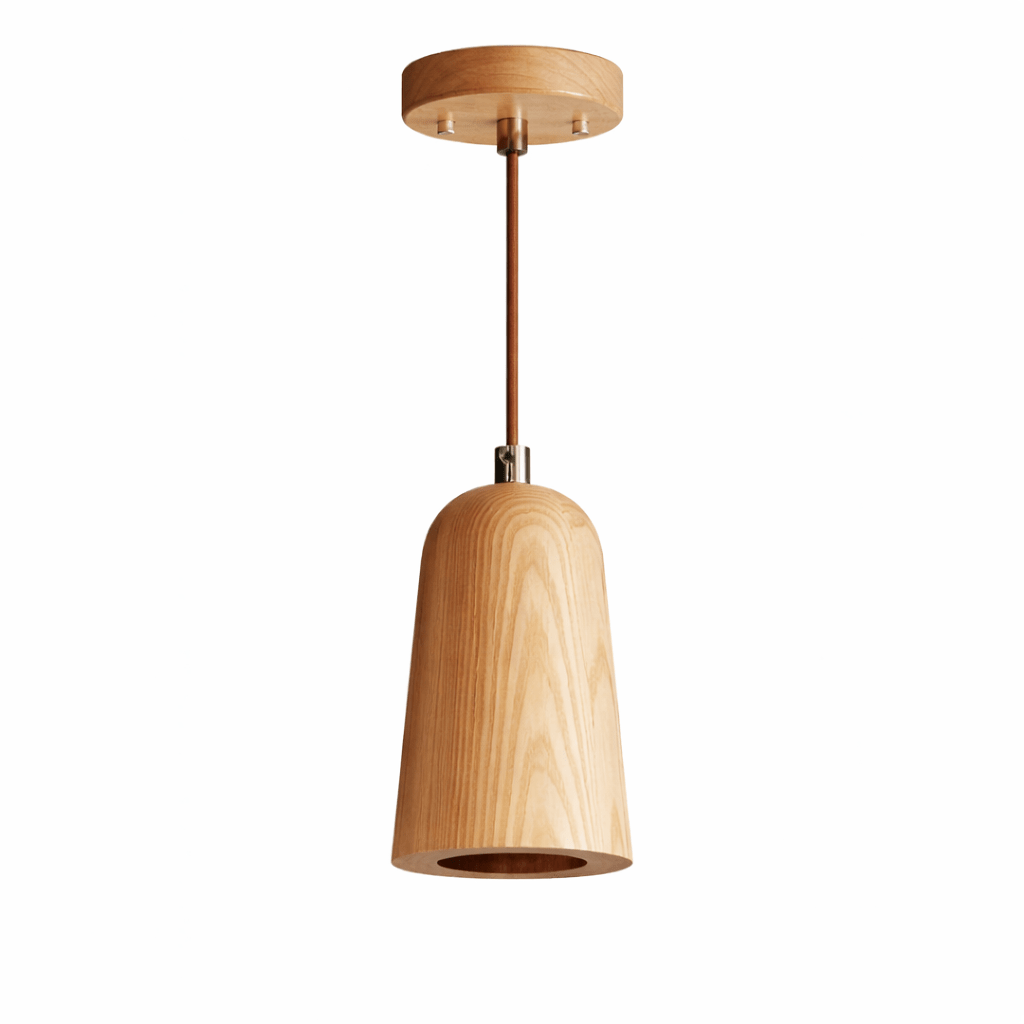 Wood Tapered Cone Pendant Light