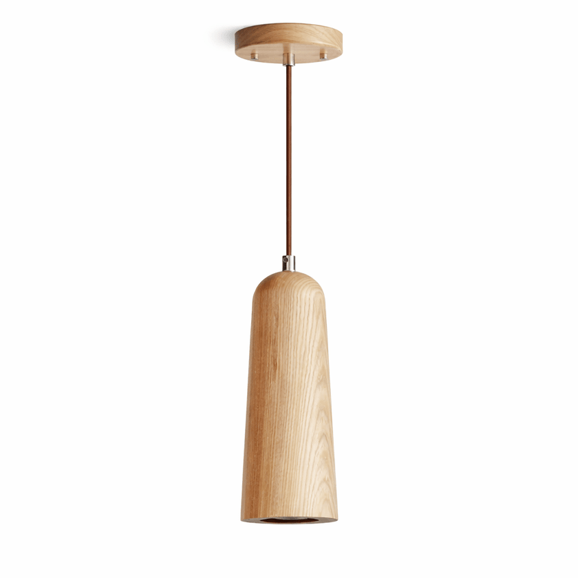 Wood Tapered Cone Pendant Light