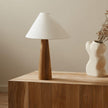 Wood Linen Shade Table Lamp