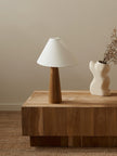 Wood Linen Shade Table Lamp