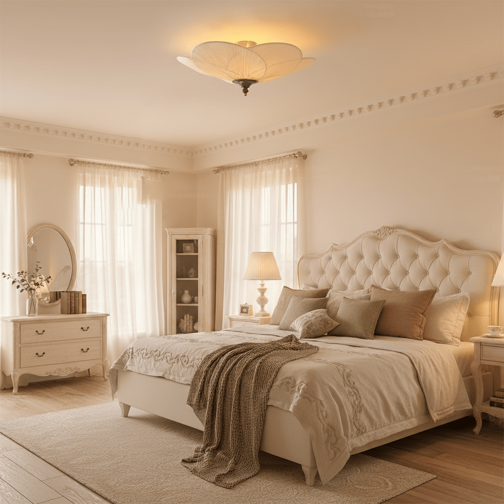 Fabric Bloom Flush Mount Light