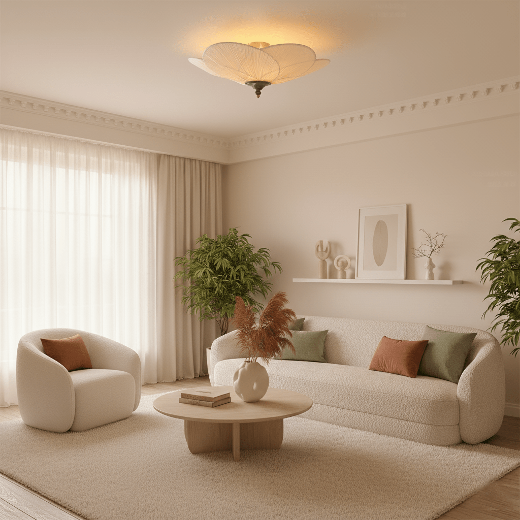 Fabric Bloom Flush Mount Light