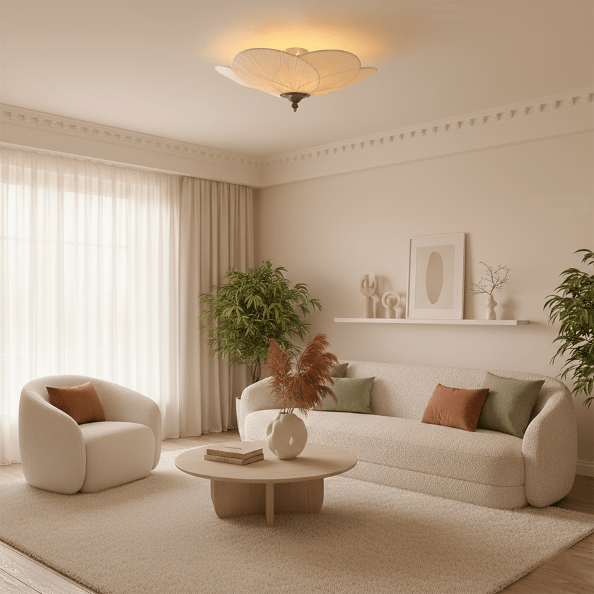 Fabric Bloom Flush Mount Light