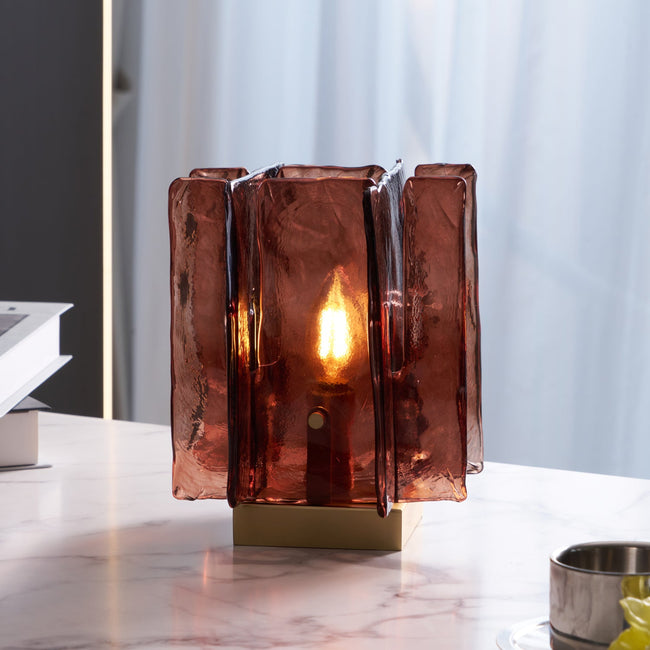 Amber Glass Stacked Table Lamp