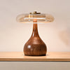 Mid-century Brass Glass Wood Table Lamp