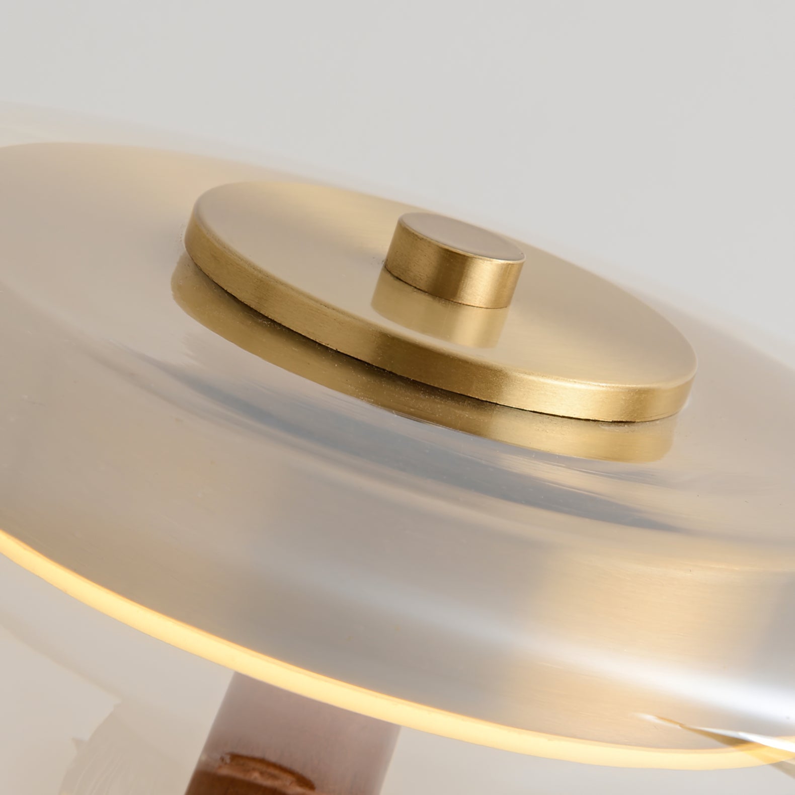 Mid-century Brass Glass Wood Table Lamp