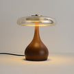 Mid-century Brass Glass Wood Table Lamp