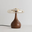 Mid-century Brass Glass Wood Table Lamp