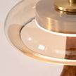 Mid-century Brass Glass Wood Table Lamp
