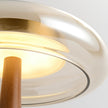 Mid-century Brass Glass Wood Table Lamp