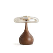 Mid-century Brass Glass Wood Table Lamp