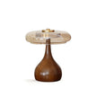 Mid-century Brass Glass Wood Table Lamp