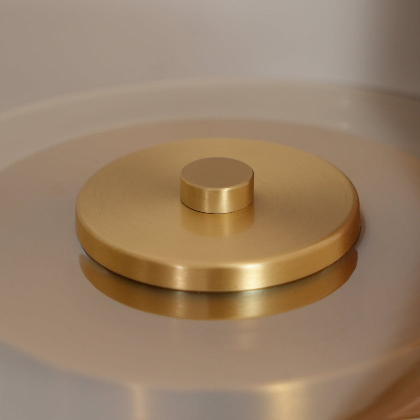 Mid-century Brass Glass Wood Table Lamp