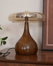Mid-century Brass Glass Wood Table Lamp
