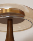 Mid-century Brass Glass Wood Table Lamp