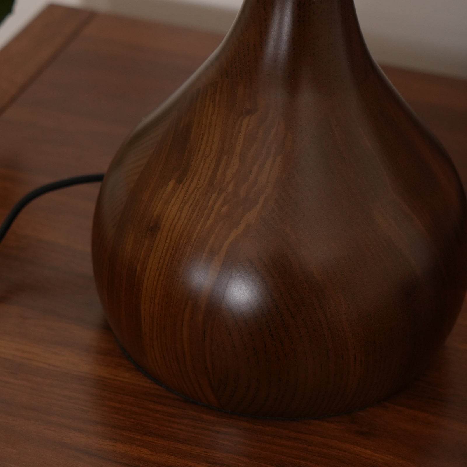 Mid-century Brass Glass Wood Table Lamp