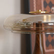 Mid-century Brass Glass Wood Table Lamp