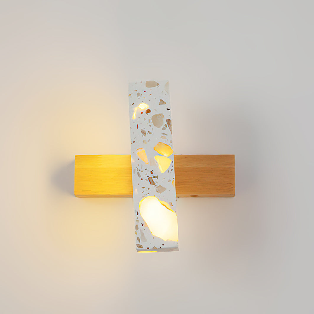 Translucent Stone & Wood Wall Lamp
