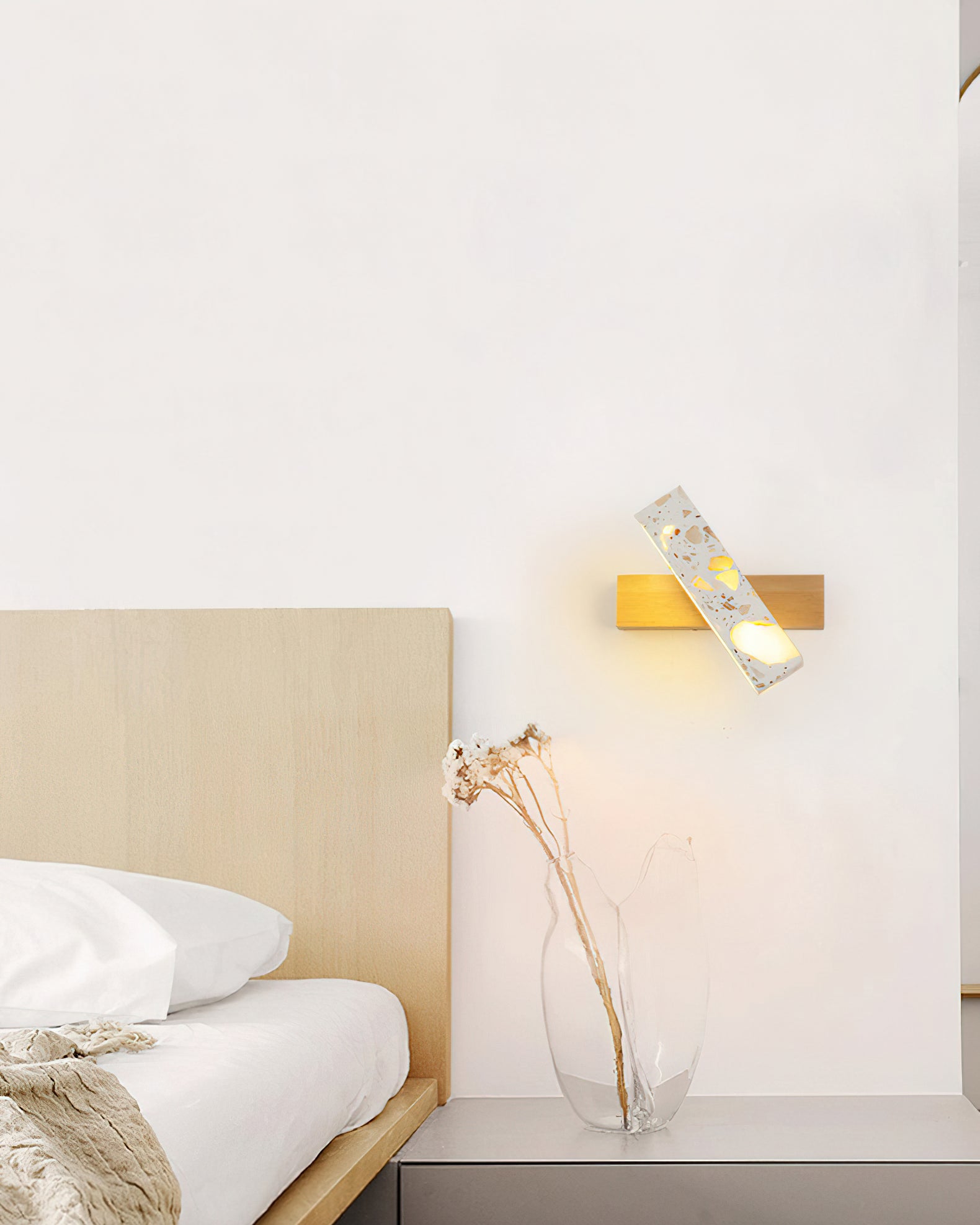 Translucent Stone & Wood Wall Lamp