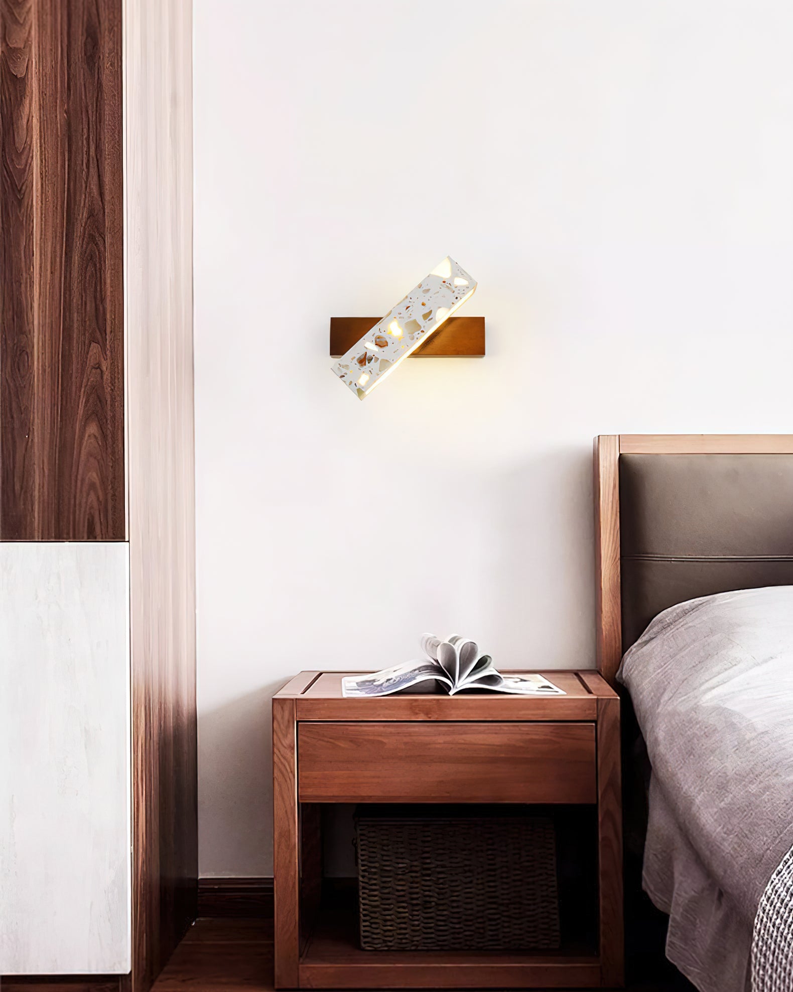 Translucent Stone & Wood Wall Lamp