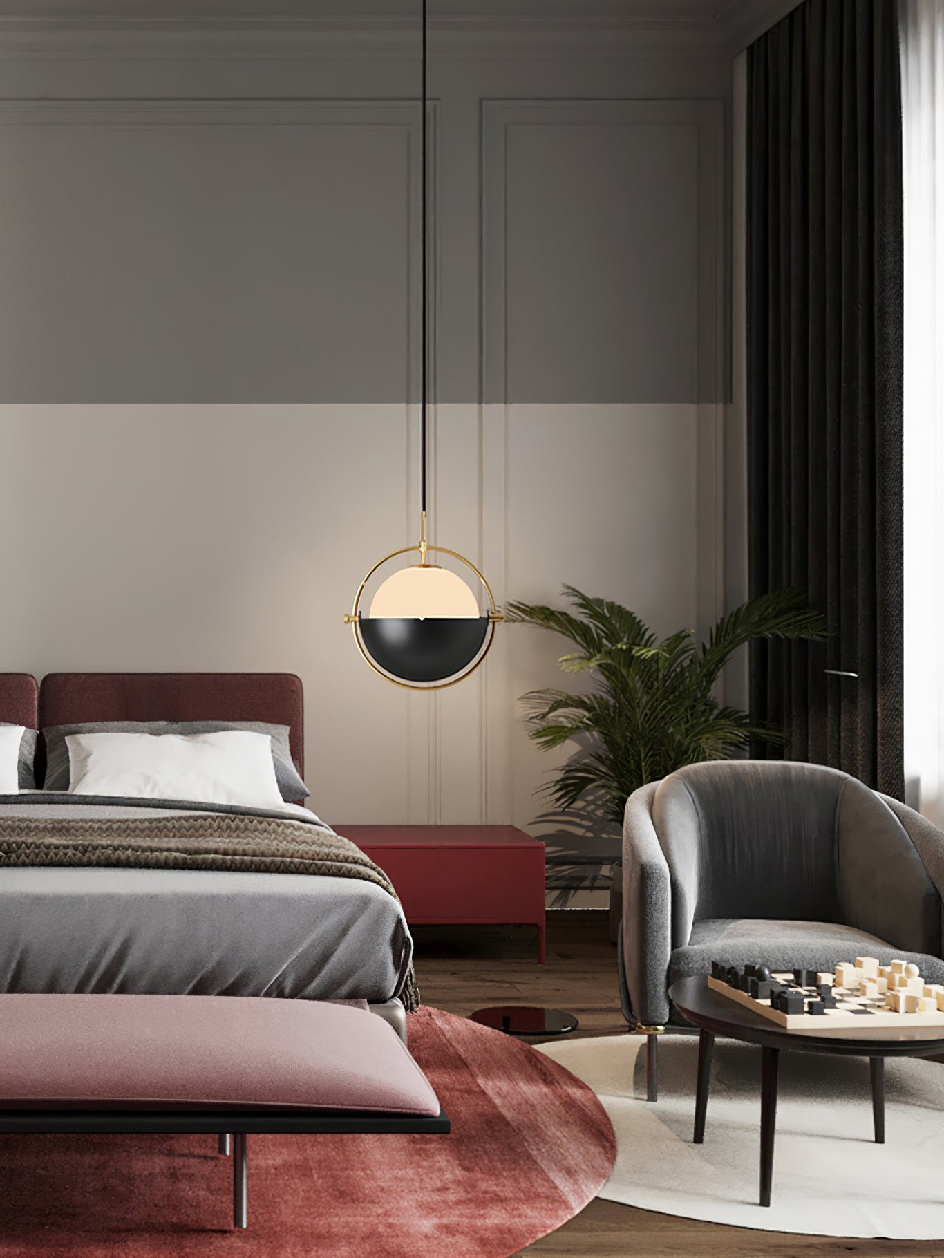 Adjustable Glass Shade Pendant Lamp