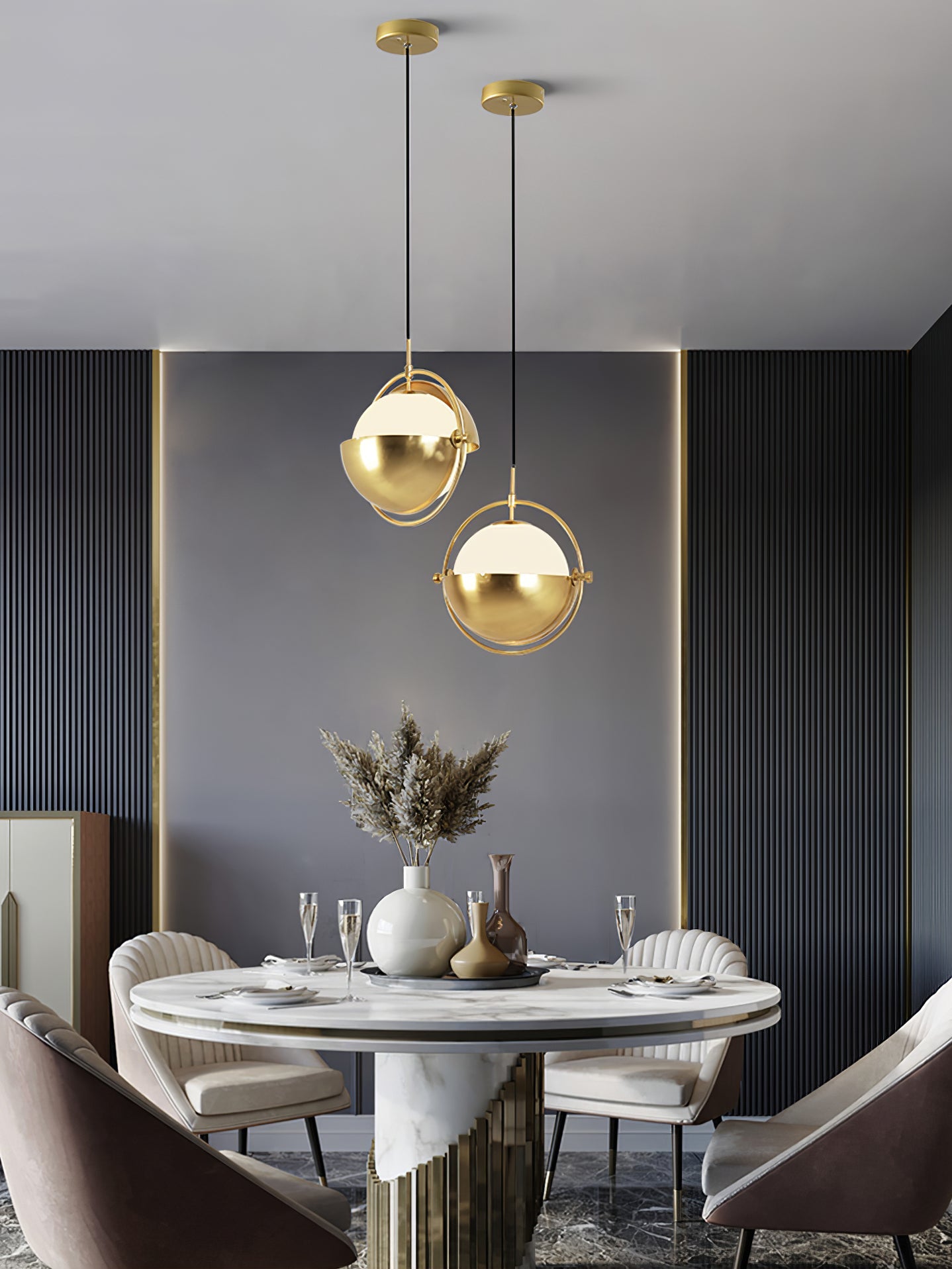 Adjustable Glass Shade Pendant Lamp