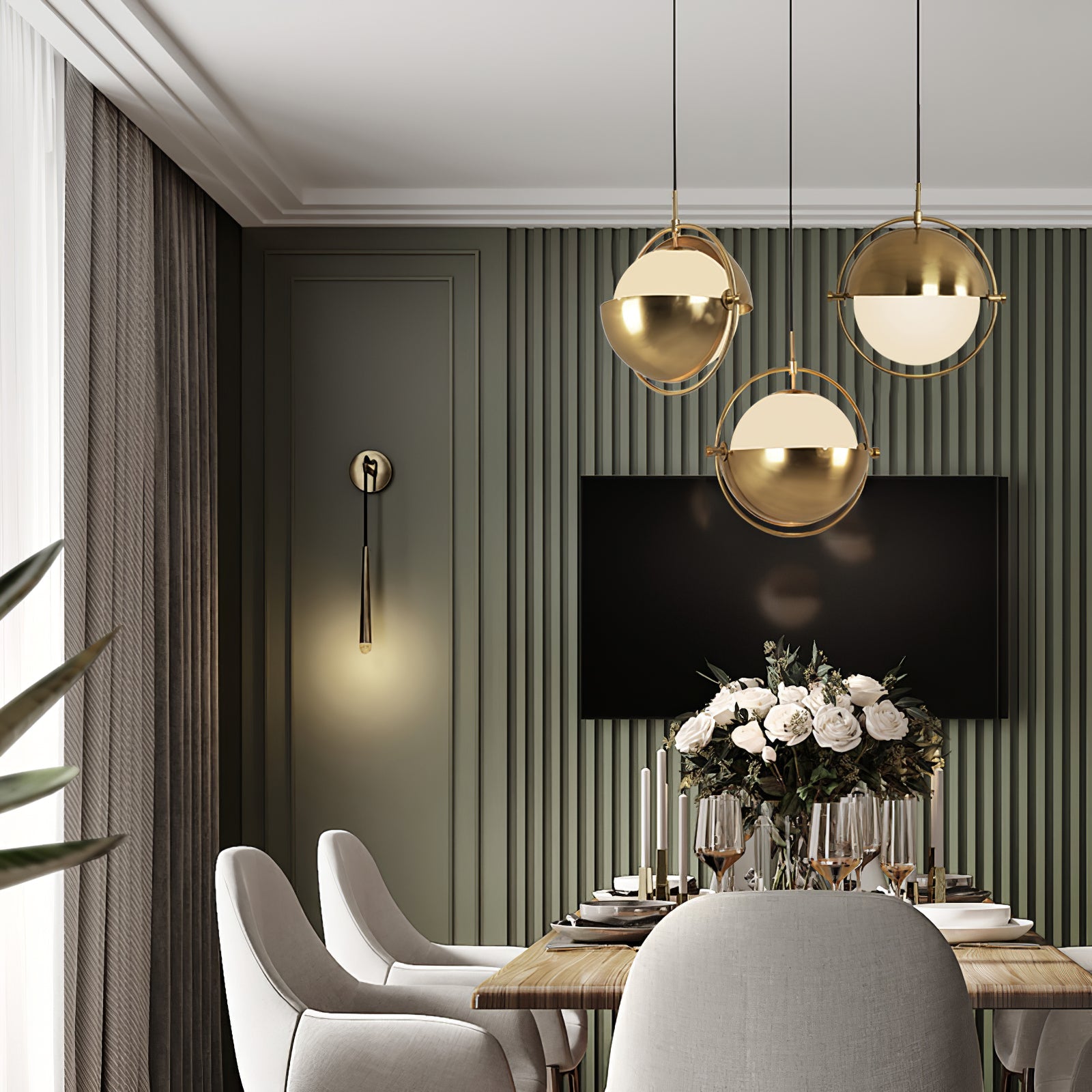 Adjustable Glass Shade Pendant Lamp