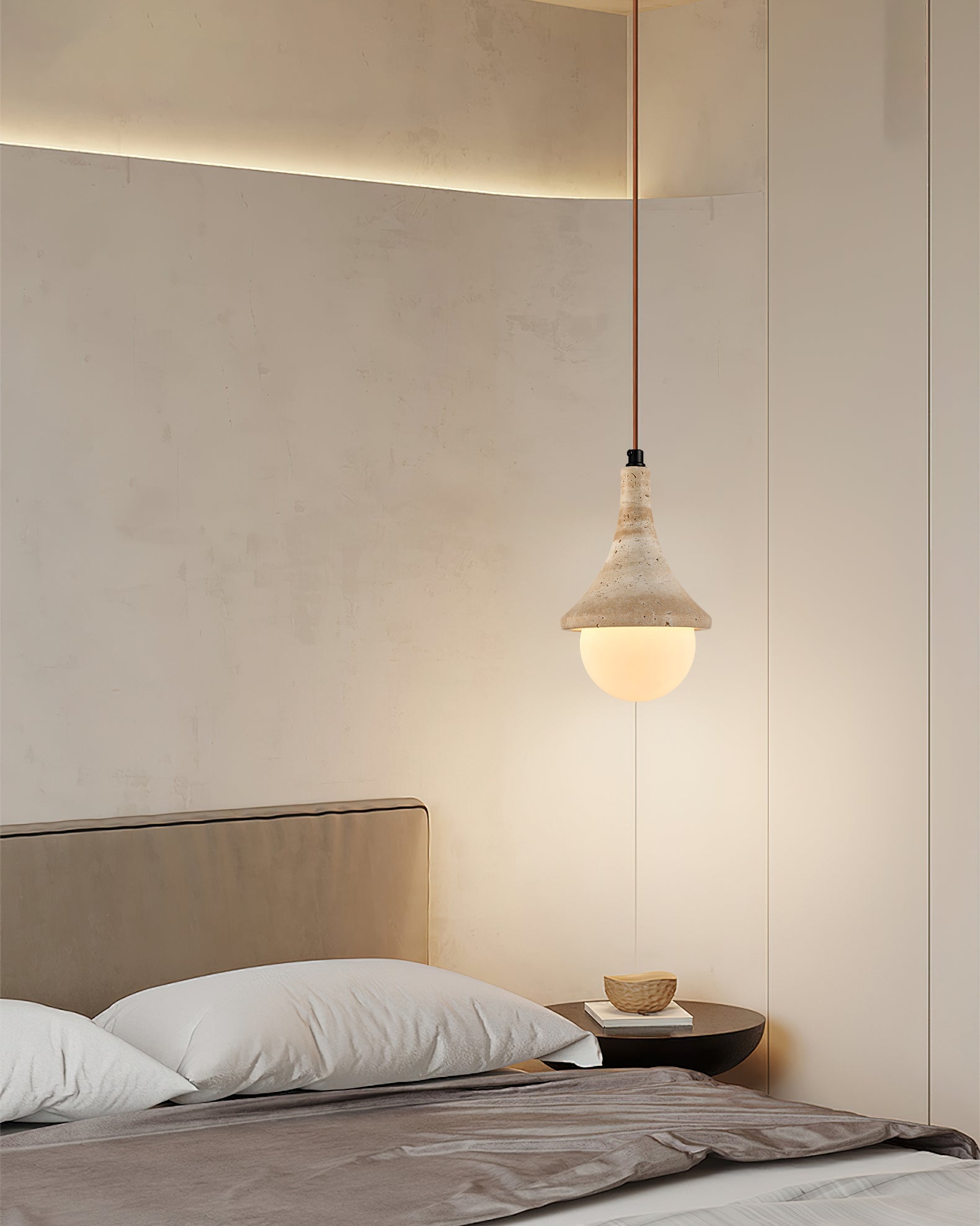 Calvrane Travertine Globe Pendant Light