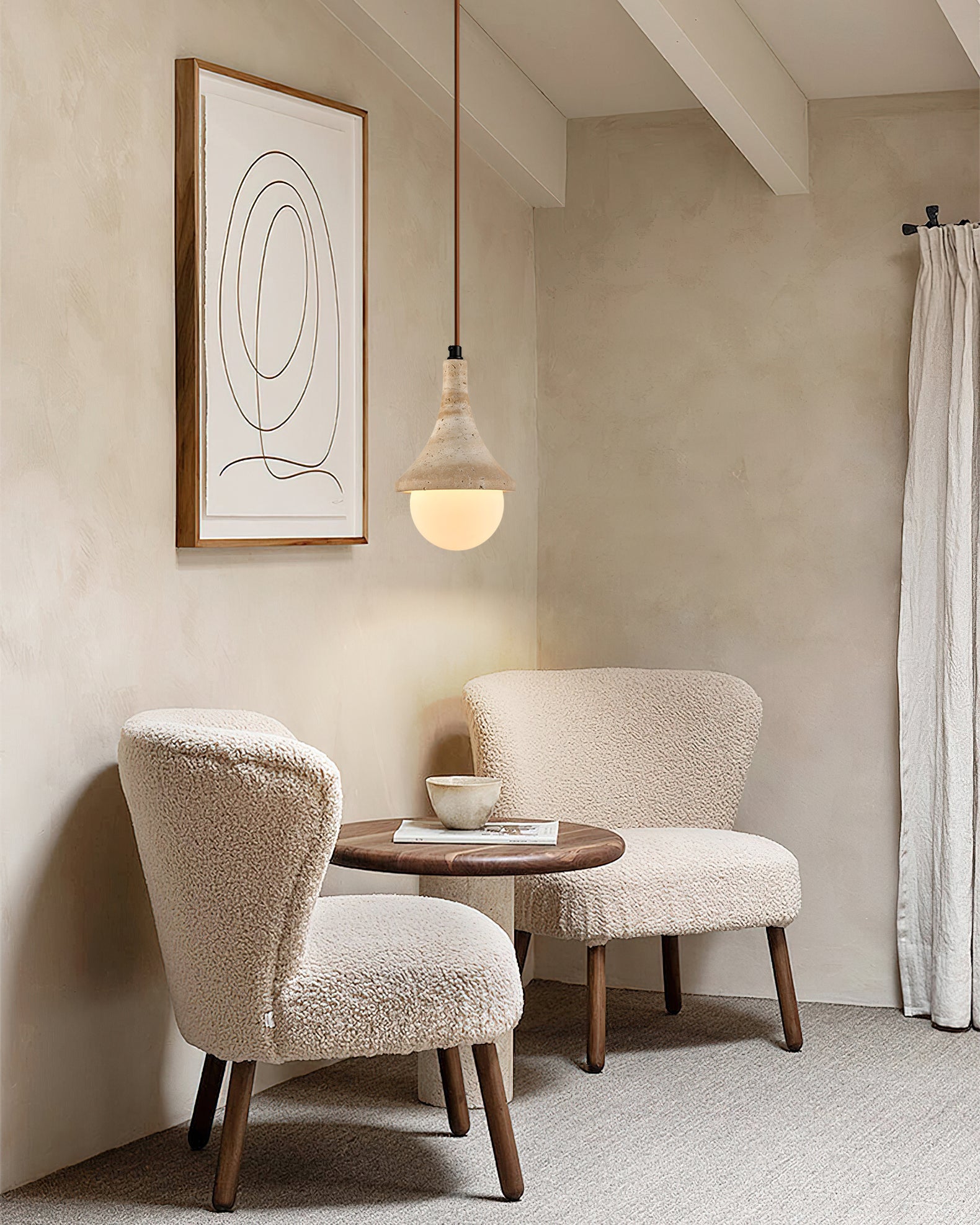Calvrane Travertine Globe Pendant Light