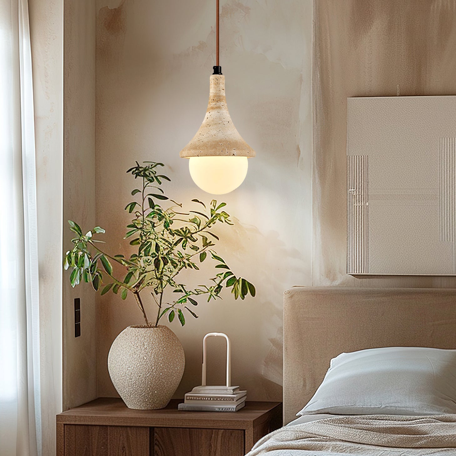 Calvrane Travertine Globe Pendant Light