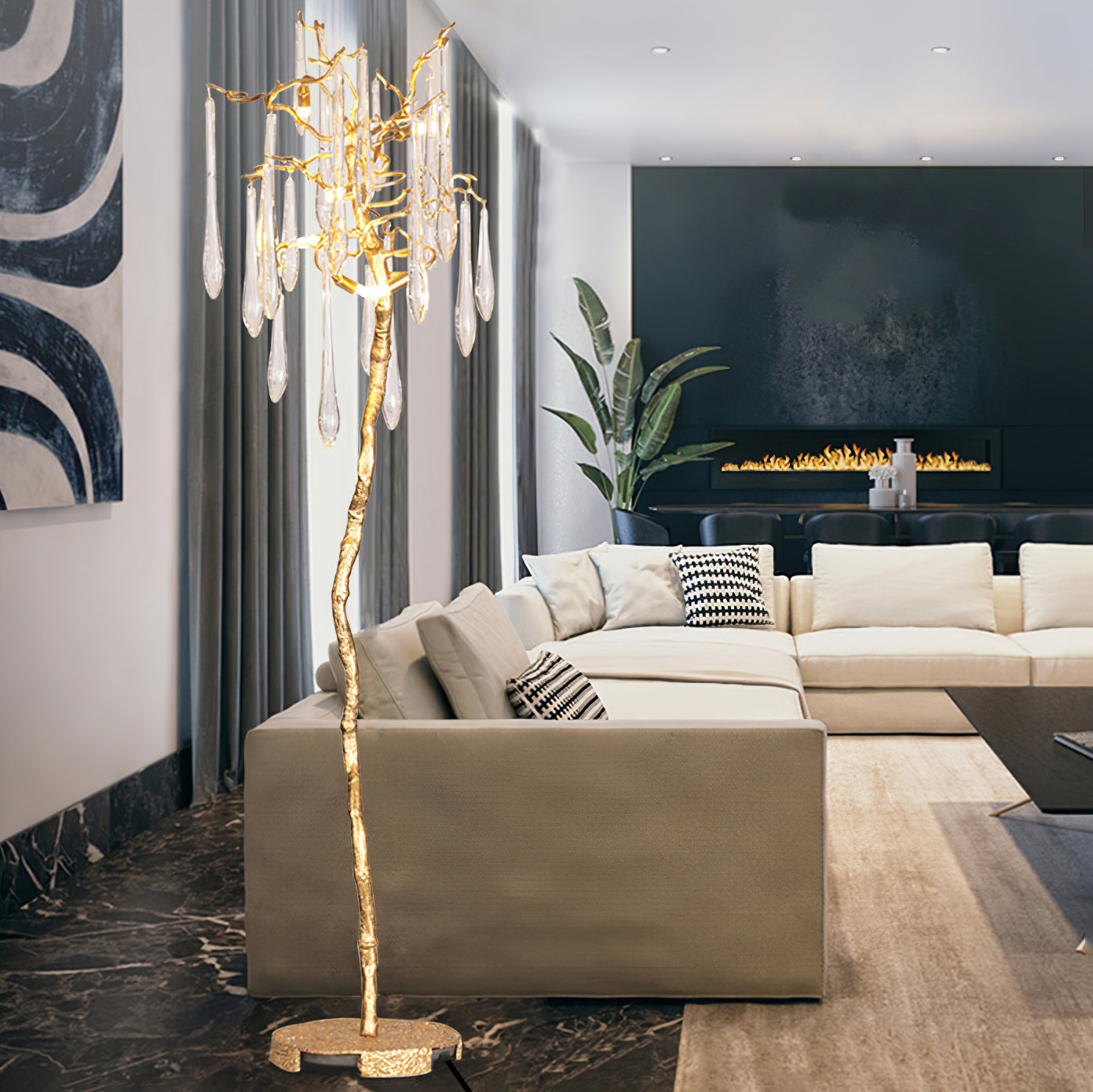 Calvrane Brass Droplet Floor Lamp