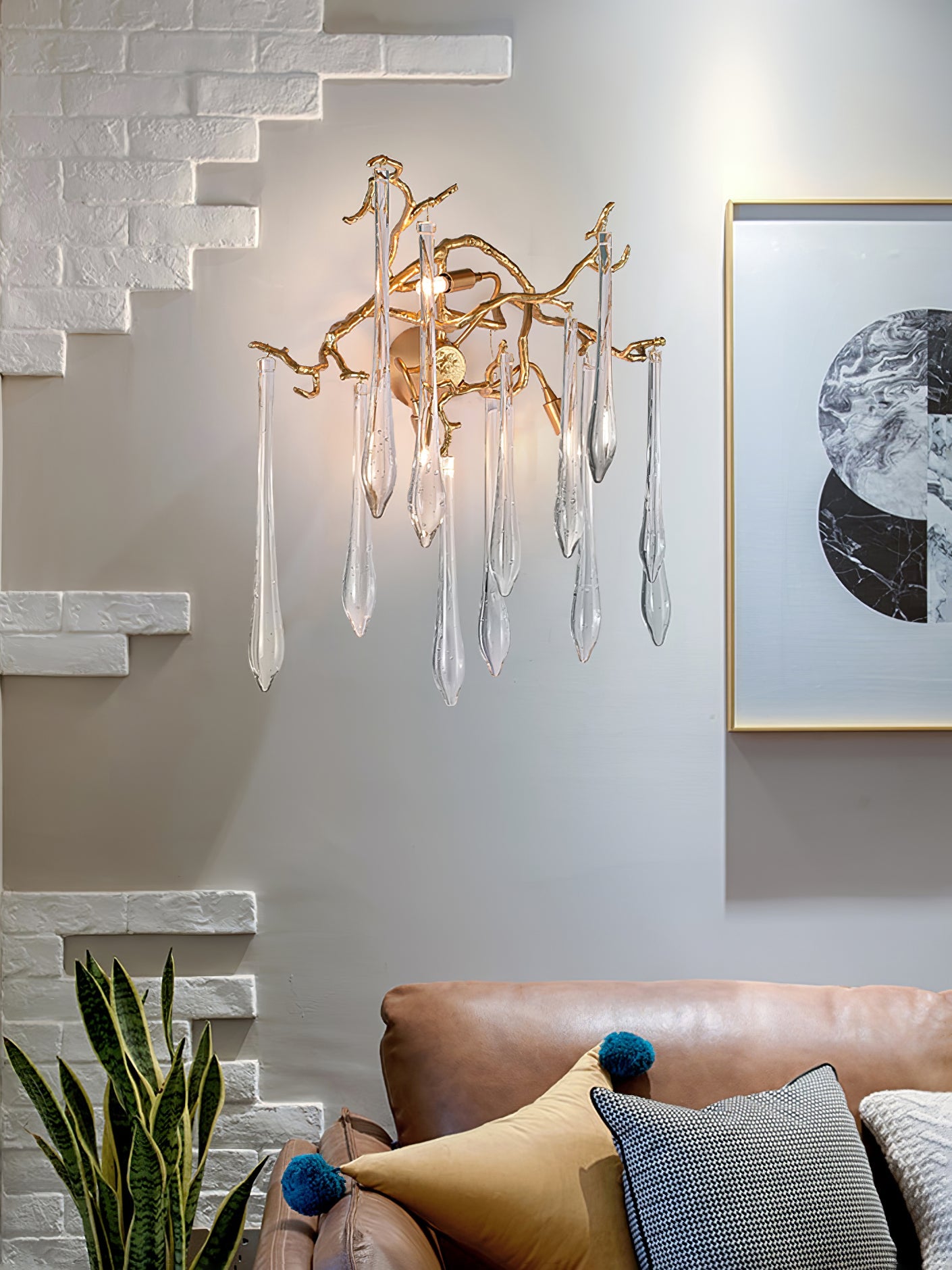 Calvrane Brass Droplet Wall Sconce
