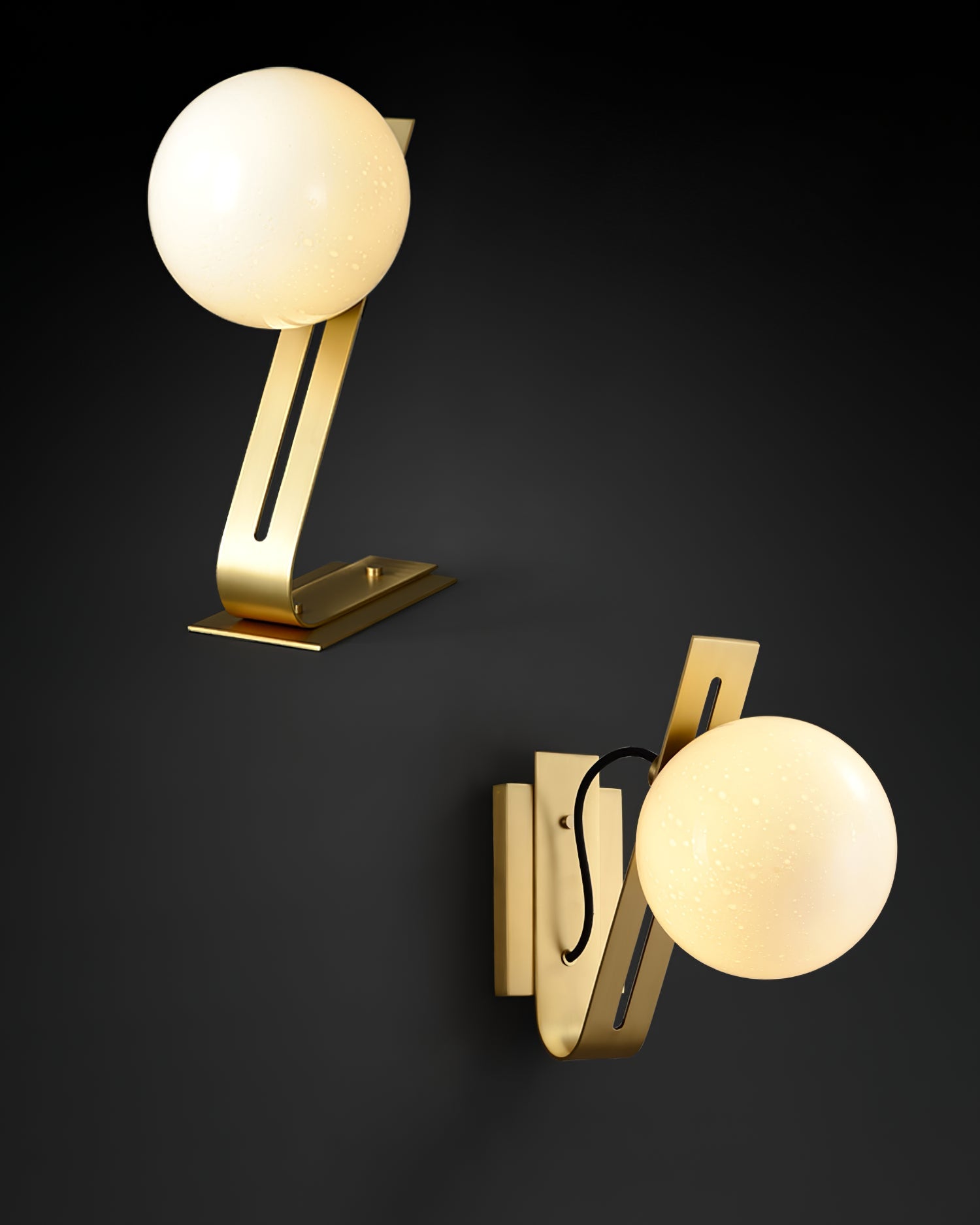 Brass & White Glass Table Lamp
