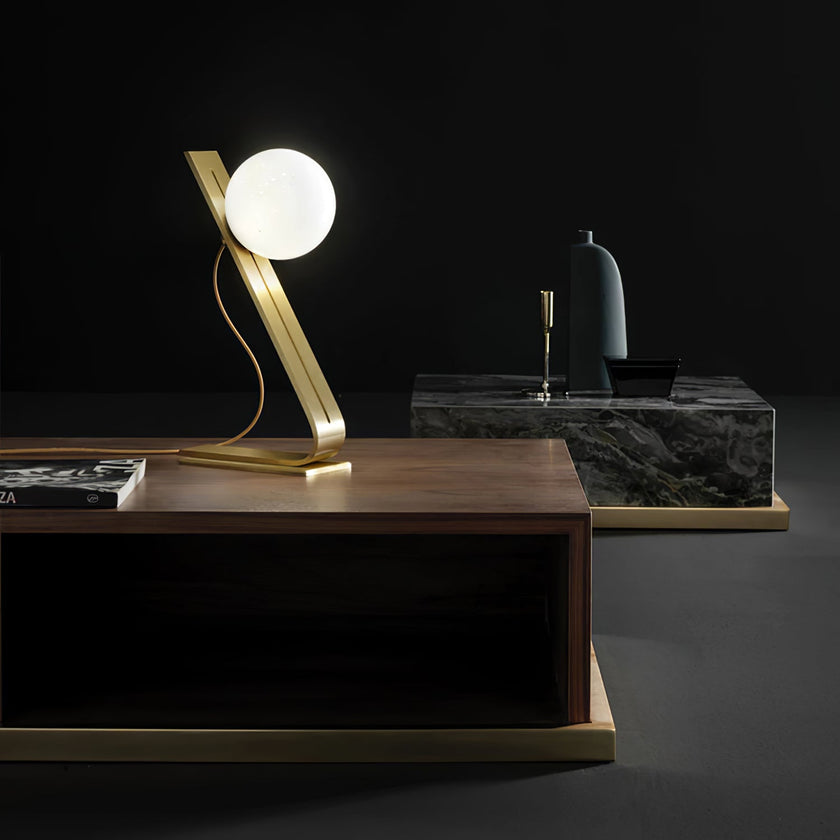 Brass & White Glass Table Lamp