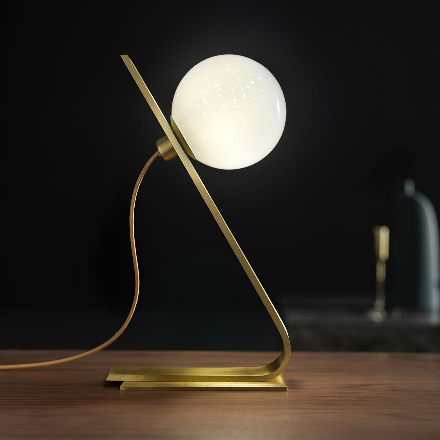 Brass & White Glass Table Lamp