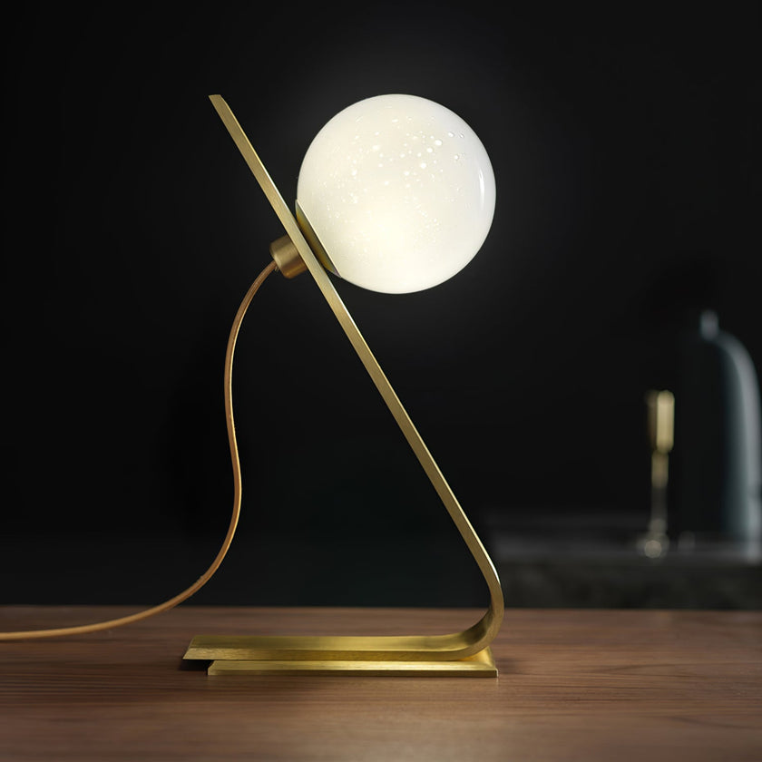 Brass & White Glass Table Lamp