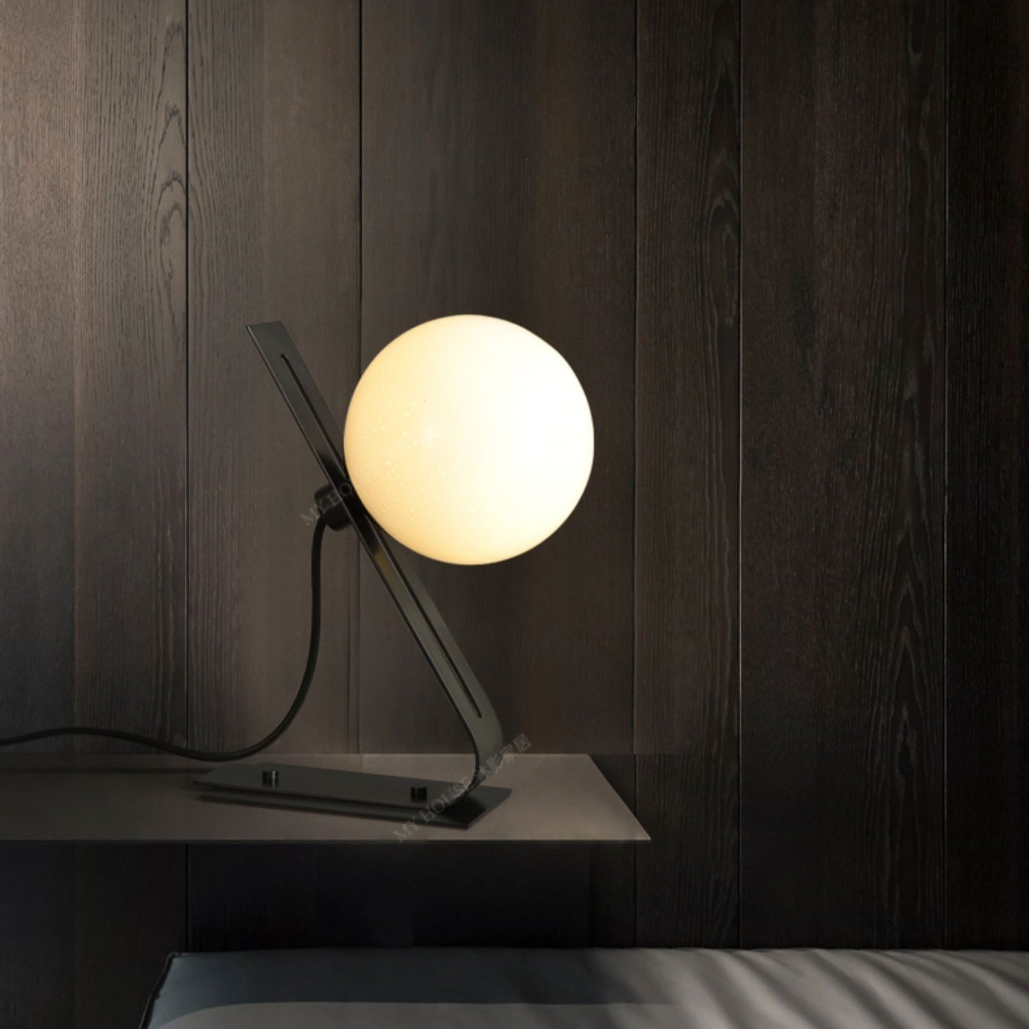 Brass & White Glass Table Lamp