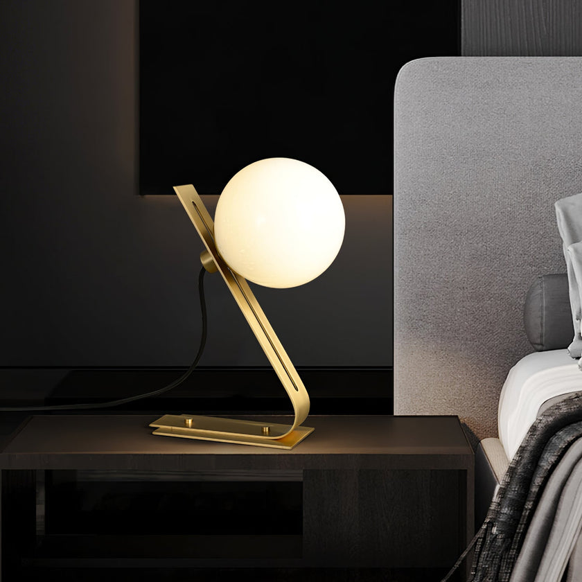 Brass & White Glass Table Lamp