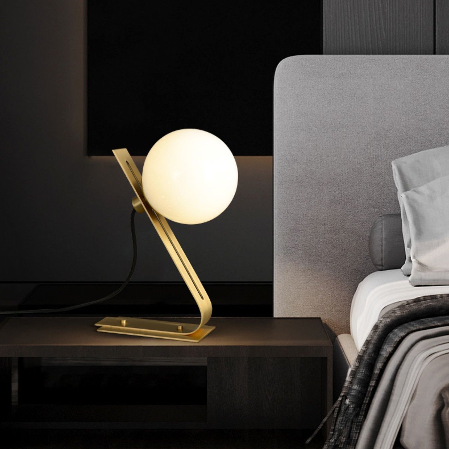 Brass & White Glass Table Lamp