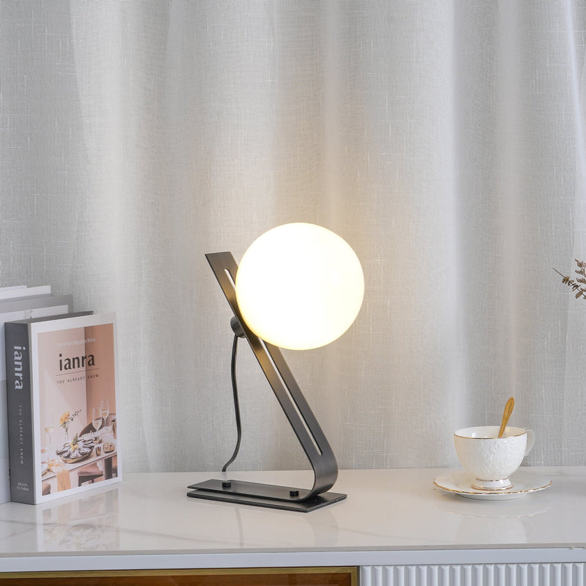 Brass & White Glass Table Lamp