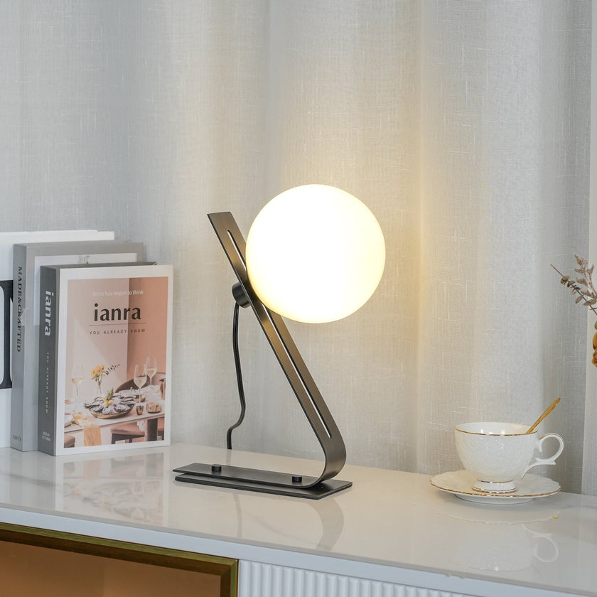Brass & White Glass Table Lamp
