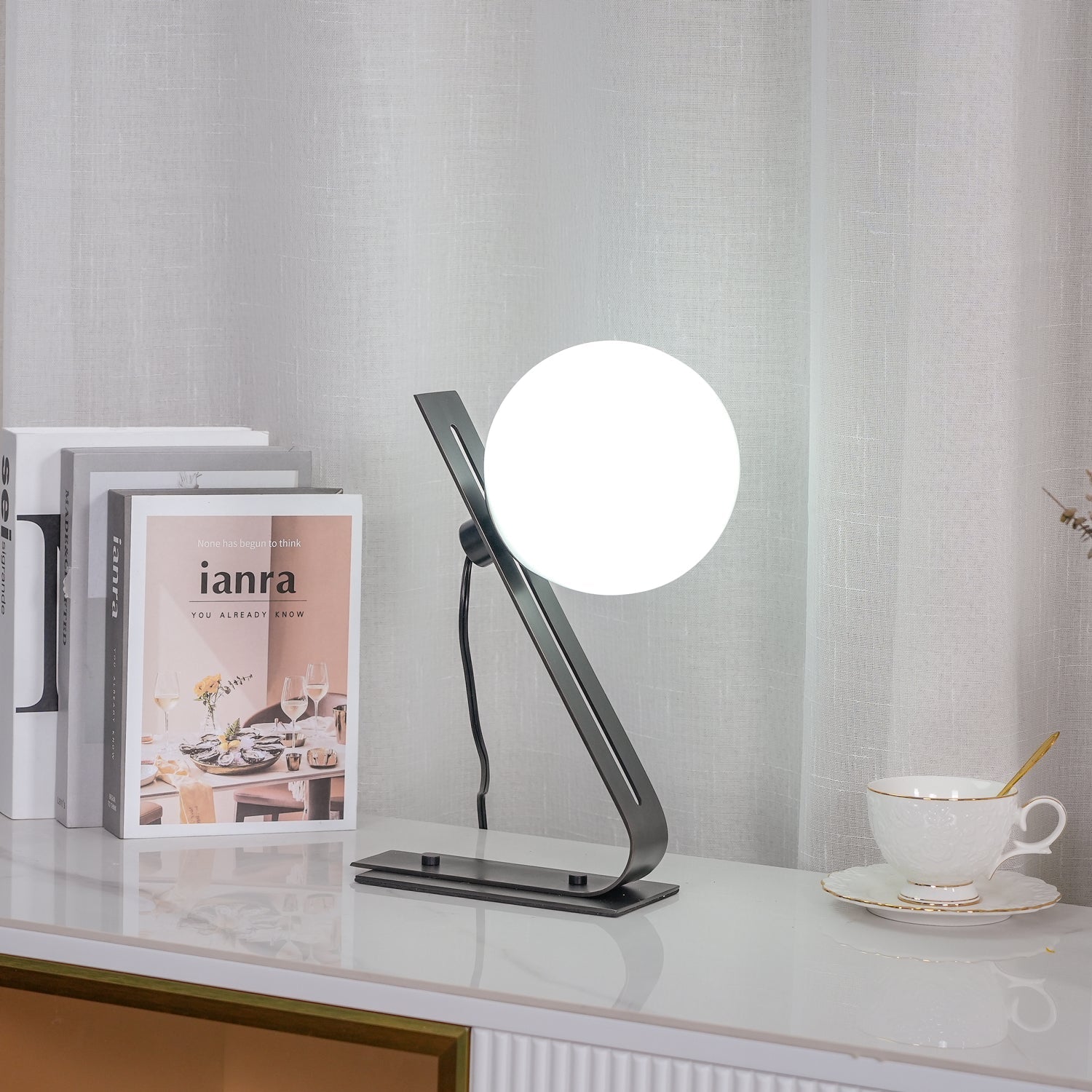 Brass & White Glass Table Lamp