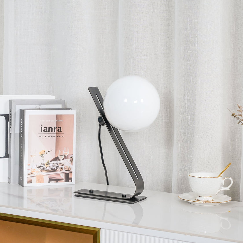 Brass & White Glass Table Lamp