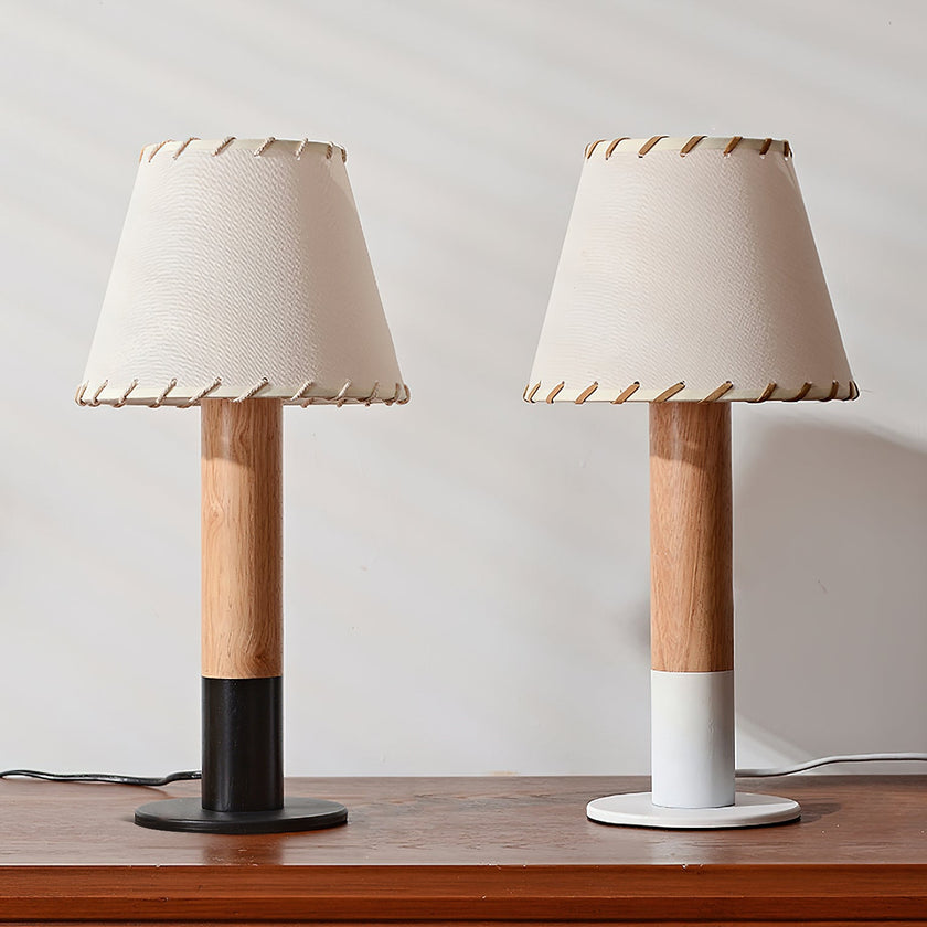 Wood Base Fabric Shade Table Lamp