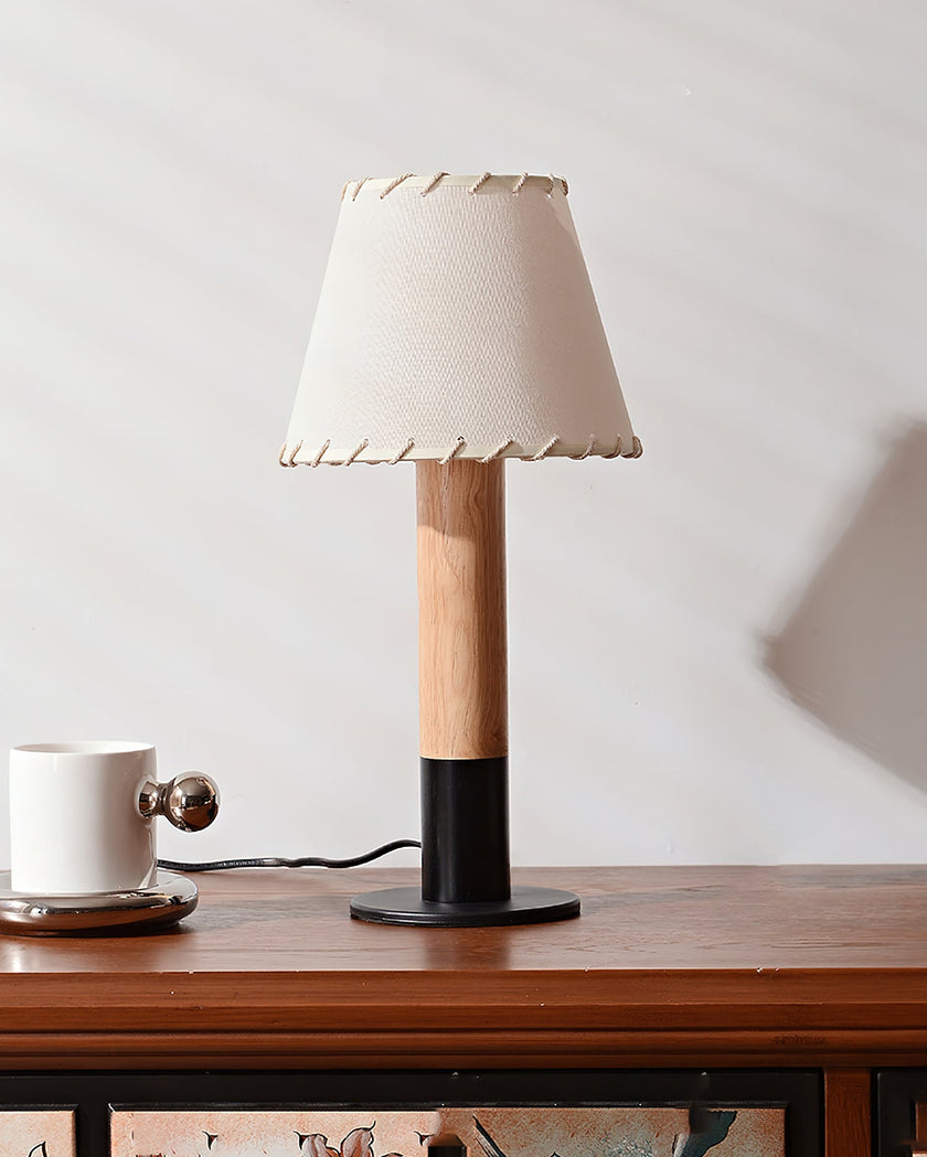 Wood Base Fabric Shade Table Lamp